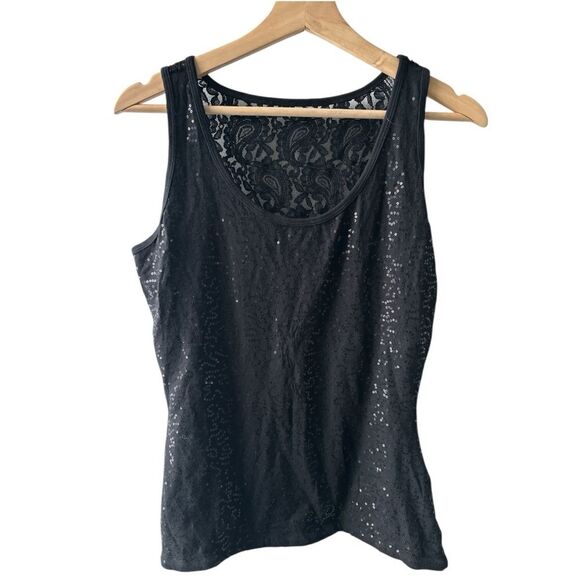 Teez-Her Black Tank Top Large Sequin Secret Shaper NEW NWT shapewear bodycon - Picture 1 of 3